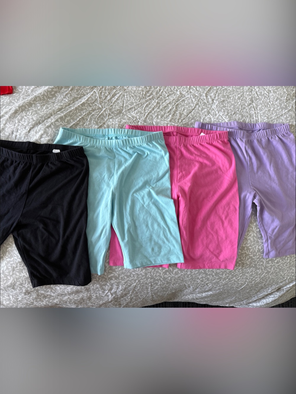 Girls Elastic Waist Shorts - Black, Aqua, Pink, Lavender
